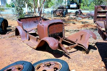 Rusty car shell, Kookynie, Western Australia